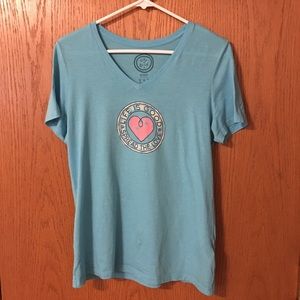Life is Good blue women’s v neck T-shirt